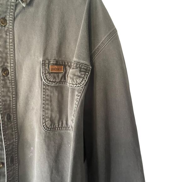 Carhartt Men 2XL‎ Grey Stone Canvas Heavy Workwear Long Sleeve Button Up - Picture 4 of 12